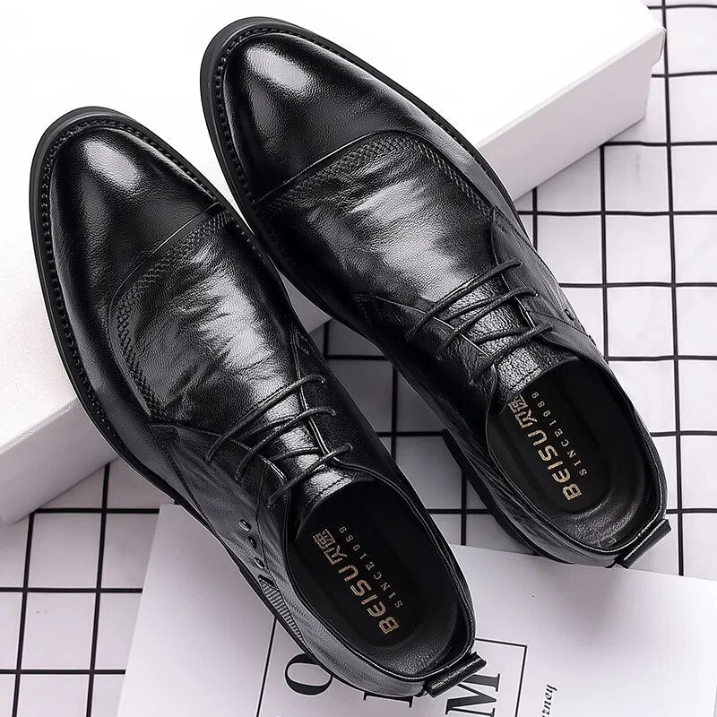 Aichashi Dress Shoes for Men Genuine Leather Business Formal Oxfords Footwear Quality Leather Loafers Zapatos Hombre Man Wedding Shoes