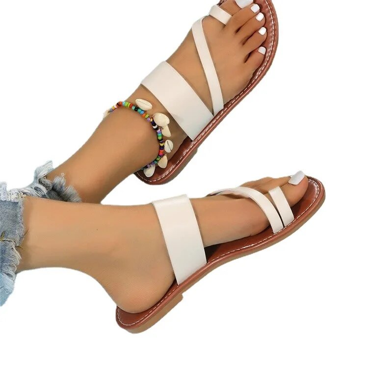 Aichashi Flat Sandals Fashion Summer Solid Color  Open Toe Outdoor Slippers Casual Beach Women's Shoes Plus Size Zapatos De Mujer Slides