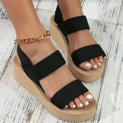 Aichashi New Minimalist Slingback Wedge Sandals Outdoor Summer Lightweight Slides Solid Color Thick Bottom Ladies Shoes Female Sandals