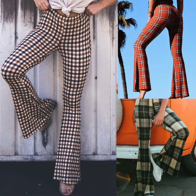 Aichashi fall fashion Autumn and Winter New Slim-Fit Micro-Pull Plaid Trousers Supply