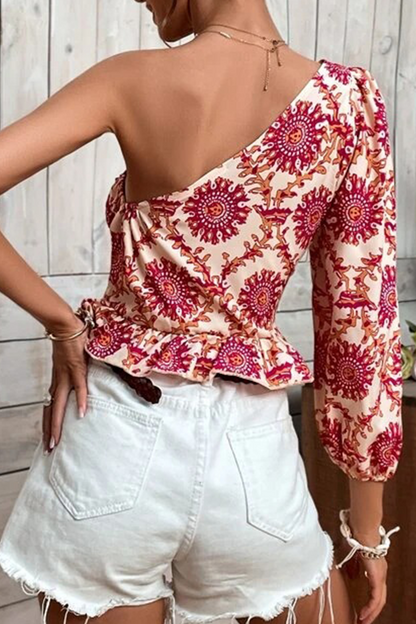 aichashi - Vacation Print Flounce Tops