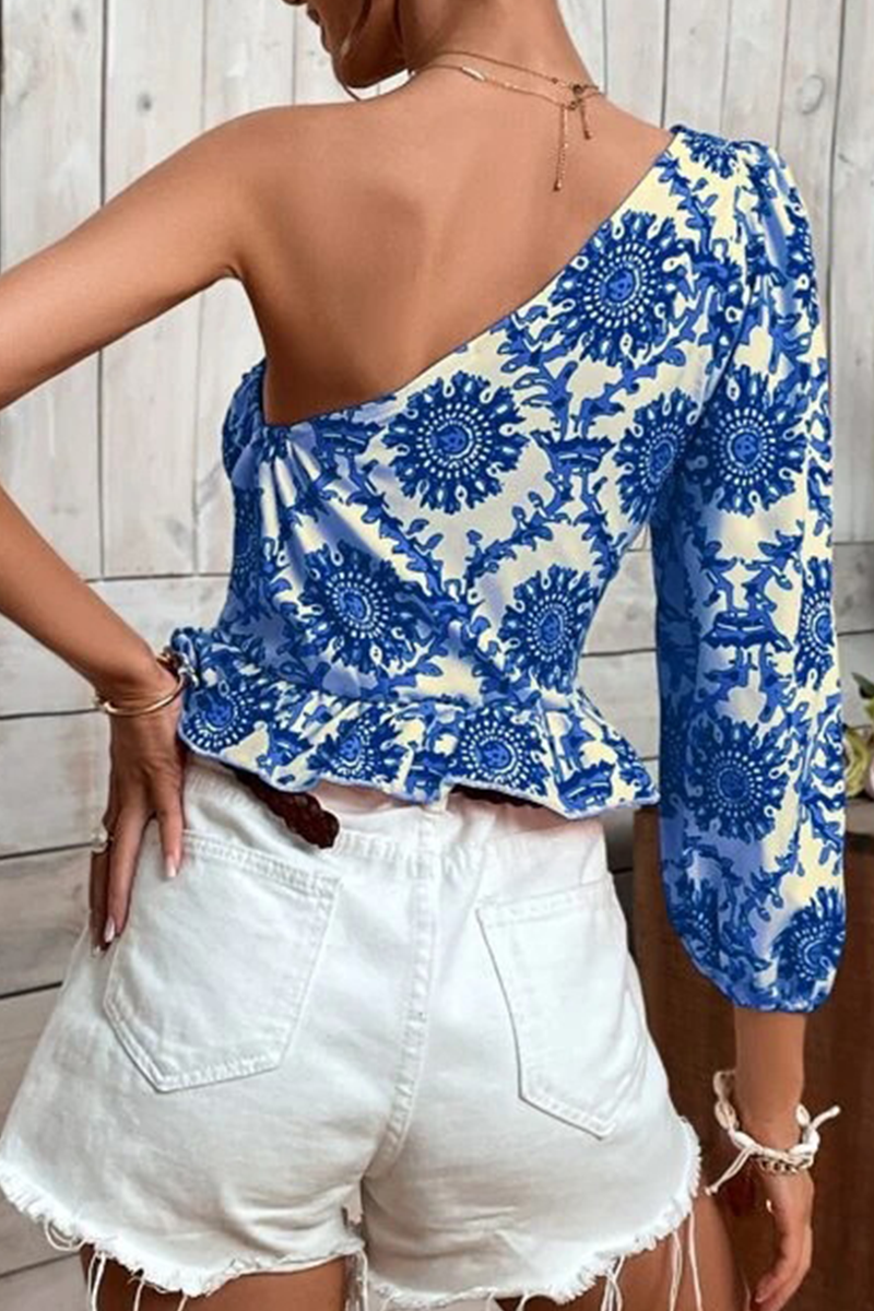 aichashi - Vacation Print Flounce Tops