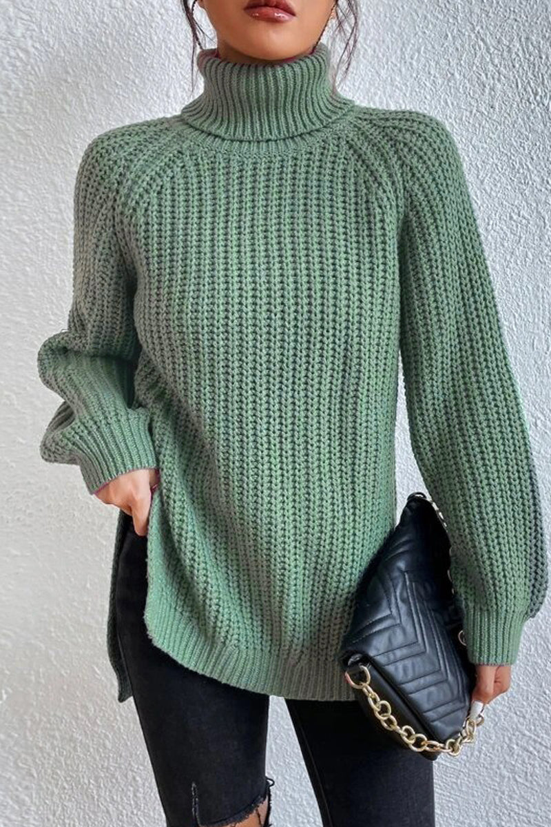 aichashi - Casual Solid Basic Turtleneck Tops