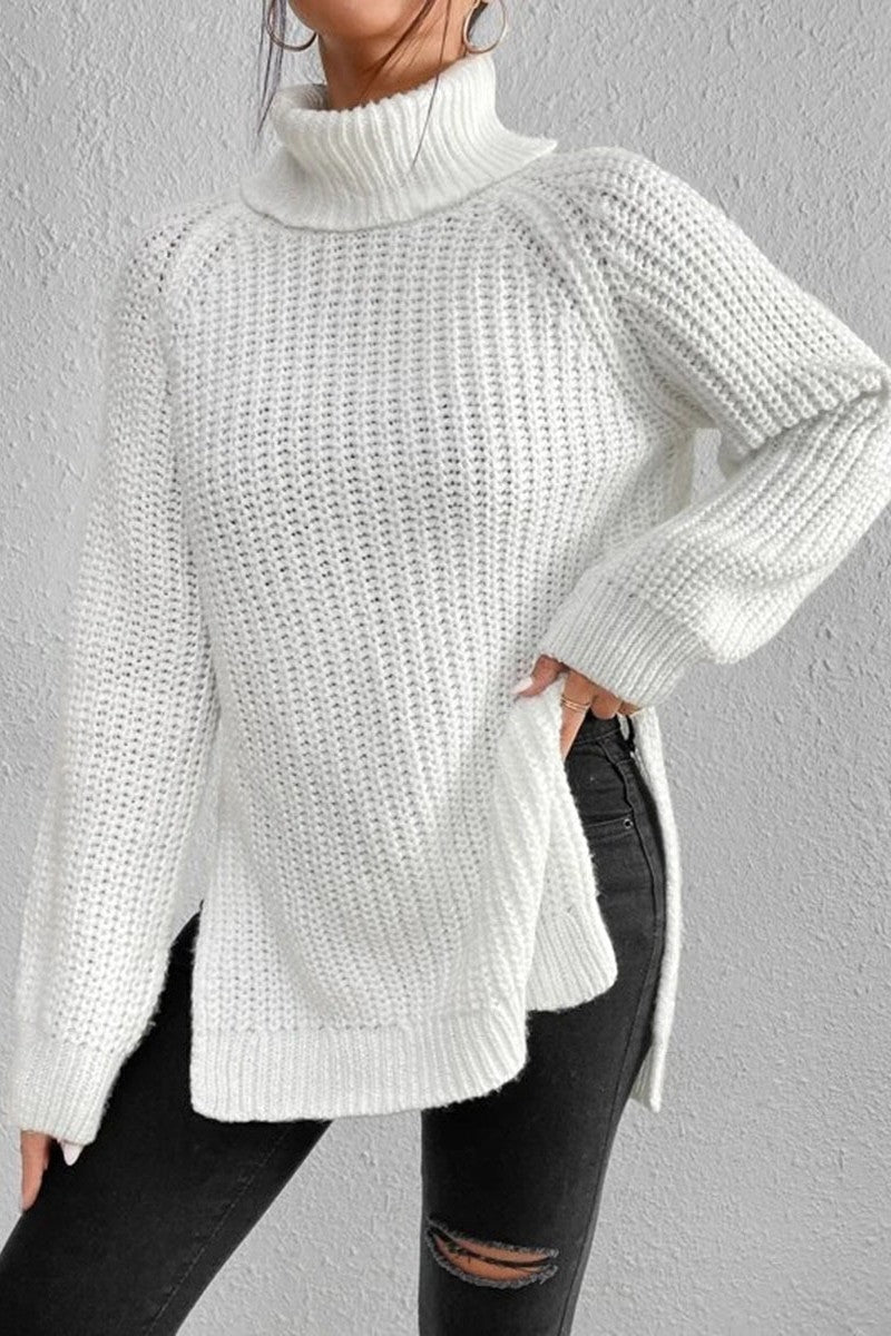 aichashi - Casual Solid Basic Turtleneck Tops