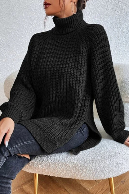 aichashi - Casual Solid Basic Turtleneck Tops