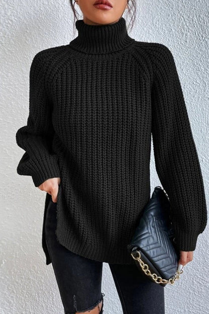 aichashi - Casual Solid Basic Turtleneck Tops