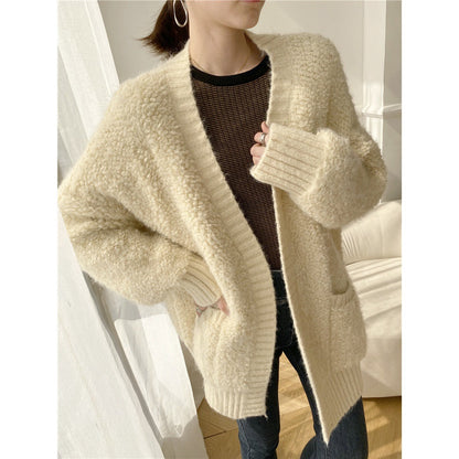 aichashi discover style ideas Quality Wool Thick Sweater Cardigan Coat for Women Autumn and Winter New Lazy Soft Glutinous Loose Sweater