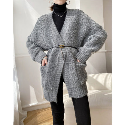 aichashi discover style ideas Quality Wool Thick Sweater Cardigan Coat for Women Autumn and Winter New Lazy Soft Glutinous Loose Sweater