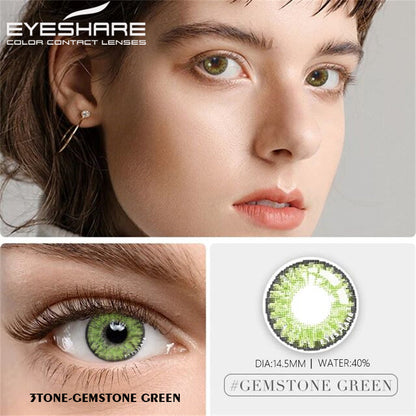 3Tone Gemstone-Green 14.5mm 1 Pair | 1 Year