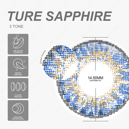 3TONE Ture-Sapphire 14.5mm 1 Pair | 1 Year