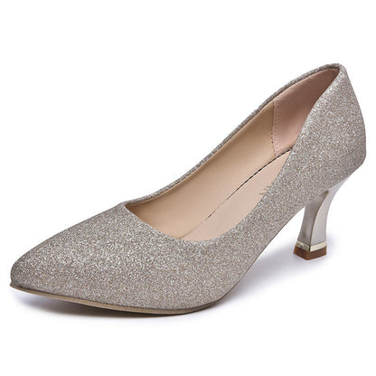 Aichashi Bling Sequins Wedding Party Shoes Women Sexy Pointed Toe Thin Heels Pumps Woman Slip-On Shining High Heels Shoes Female