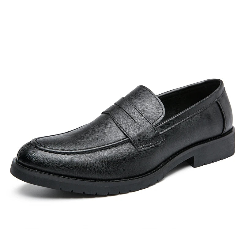 Aichashi Spring and Autumn Men Black Shoes Dress Shoes Loafers Casual Leather for Fashion Trend Luxury Male British Style Slip on Shoes