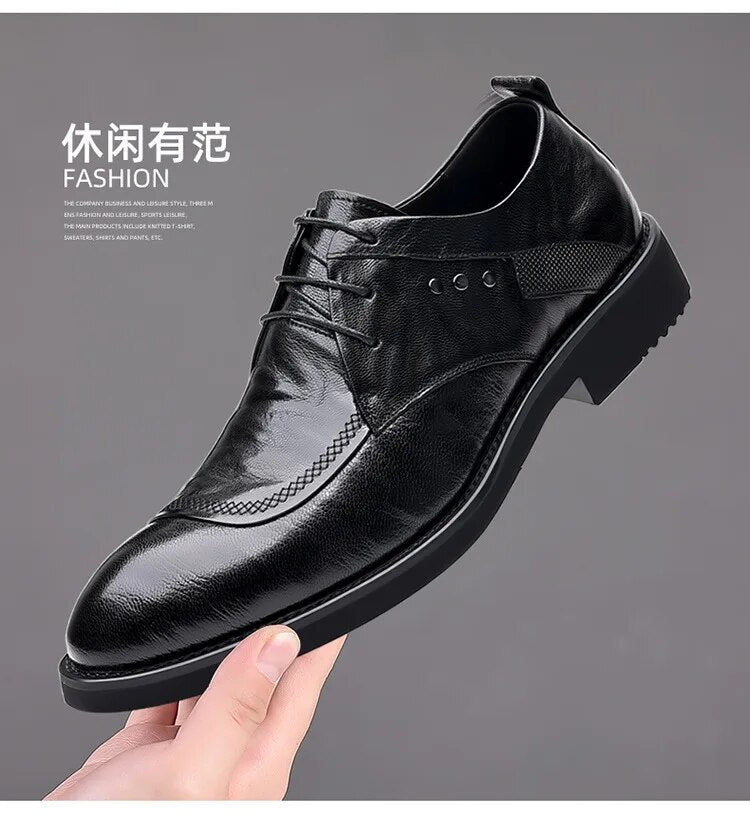 Aichashi Dress Shoes for Men Genuine Leather Business Formal Oxfords Footwear Quality Leather Loafers Zapatos Hombre Man Wedding Shoes