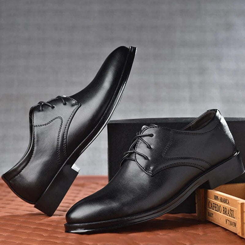 Aichashi Plus Size Man Shoes Formal PU Leather Shoes for Men Lace Up Oxfords for Male Wedding Party Office Business Casual Shoe Men