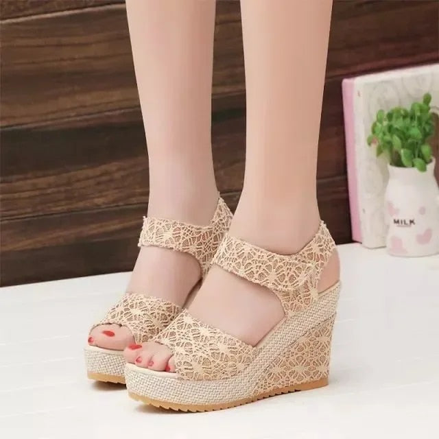 Aichashi High-heeled Wedge Platform Fish Mouth New Women's Peep Toe Sandals Womens Shoes Comfort Summer Designer Shoes