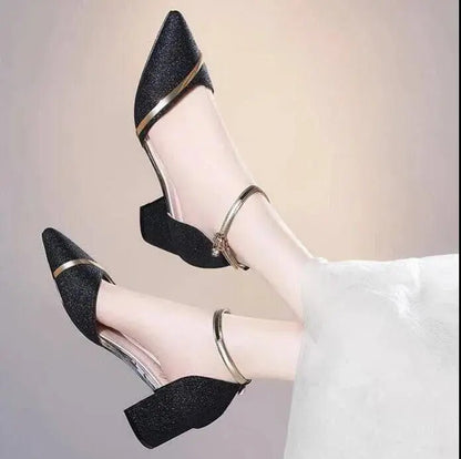 Aichashi Fashion Spring and Summer Black High-heeled Shoes Women's High-quality Silver Wedding High-heeled Shoes Women's Gold Party Pump