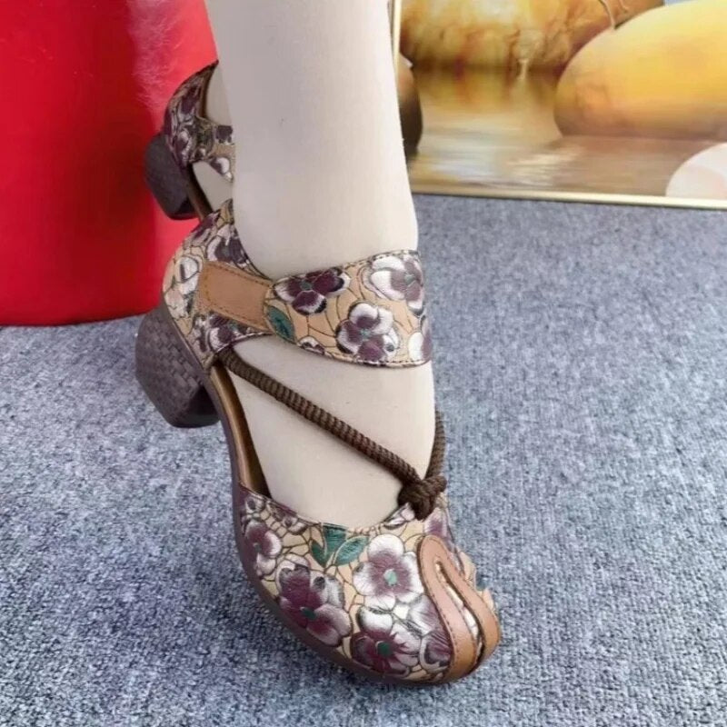 aichashi Ladies Shoes on Sale New Basic Women's High Heel Summer Outdoor Office Casual Pump Women Print Female Sandalias Zapatos