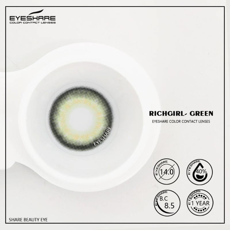 Richgirl Green 14.0mm 1 Pair | 1 Year