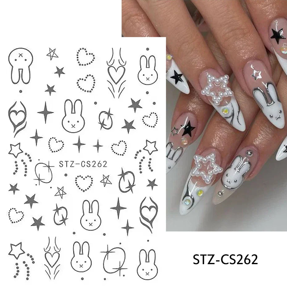 Aichashi Acrylic Flowers Nails Art Stickers White Floral Petal Leaf Sliders For Nails Wedding Design Manicure Decoration