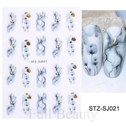 Aichashi Acrylic Flowers Nails Art Stickers White Floral Petal Leaf Sliders For Nails Wedding Design Manicure Decoration