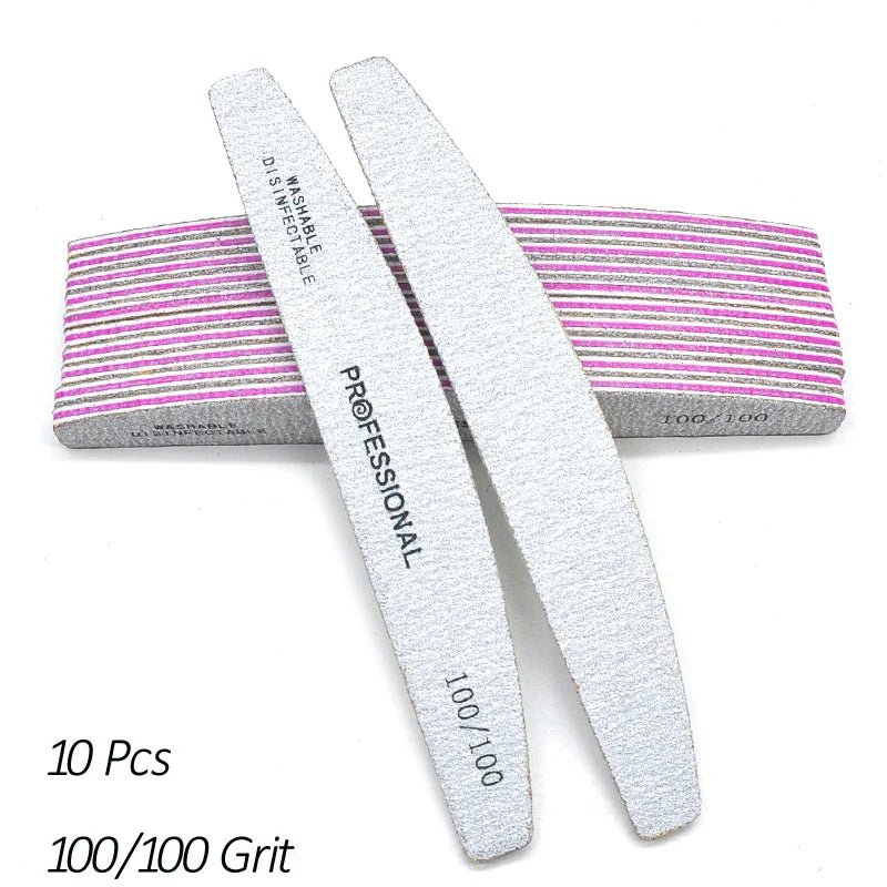 Aichashi 5/10 Pcs/Lot Professional Nail Files For Manicure 80 100 180 Grey Boat Nail Polish File Emery Board Strong Sandpaper Nails File