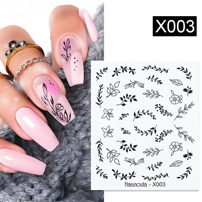 Aichashi 3D Laser Sakura Flower Nail Sticker Aurora Decals Glitter Star Butterfly Floral Adhesive Sliders Cherry Blooming Manicure