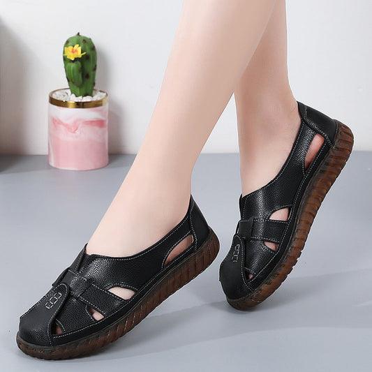 Aichashi New Women Sandals Summer Ladies Shoes Comfortable Ankle Hollow Round Toe Sandals Woman Soft Beach Sole Female Shoes Plus Size