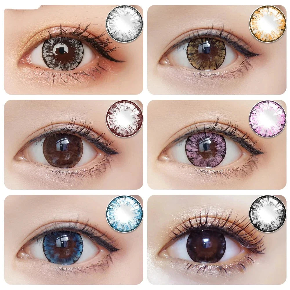 Aichashi 2pcs/pair Lenses Colored Contact Lenses for Eyes MAXIY GIRL Series 6 Tone Dia 14.5mm Comestic Color Contacts