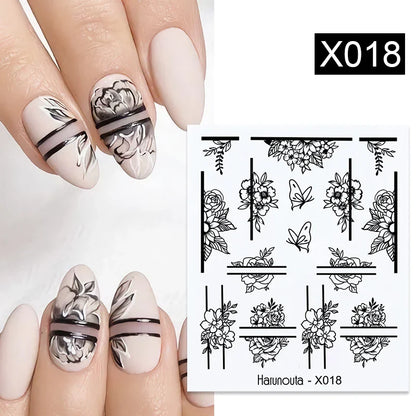 Aichashi 3D Laser Sakura Flower Nail Sticker Aurora Decals Glitter Star Butterfly Floral Adhesive Sliders Cherry Blooming Manicure