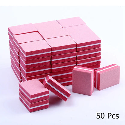 10/25/50pcs lot Double-sided Mini Nail File Blocks Colorful Sponge Nail Polish Sanding Buffer Strips Polishing Manicure Tools