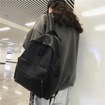 Aichashi BACK TO SCHOOL New Fashion Backpack Laptop Shoulder Bag PU Leather Travel Women Backpacks College Student Book School Bags For Teenage Girls