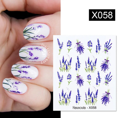 Aichashi 3D Laser Sakura Flower Nail Sticker Aurora Decals Glitter Star Butterfly Floral Adhesive Sliders Cherry Blooming Manicure