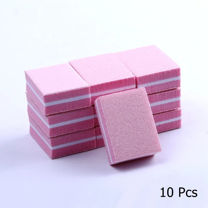 10/25/50pcs lot Double-sided Mini Nail File Blocks Colorful Sponge Nail Polish Sanding Buffer Strips Polishing Manicure Tools