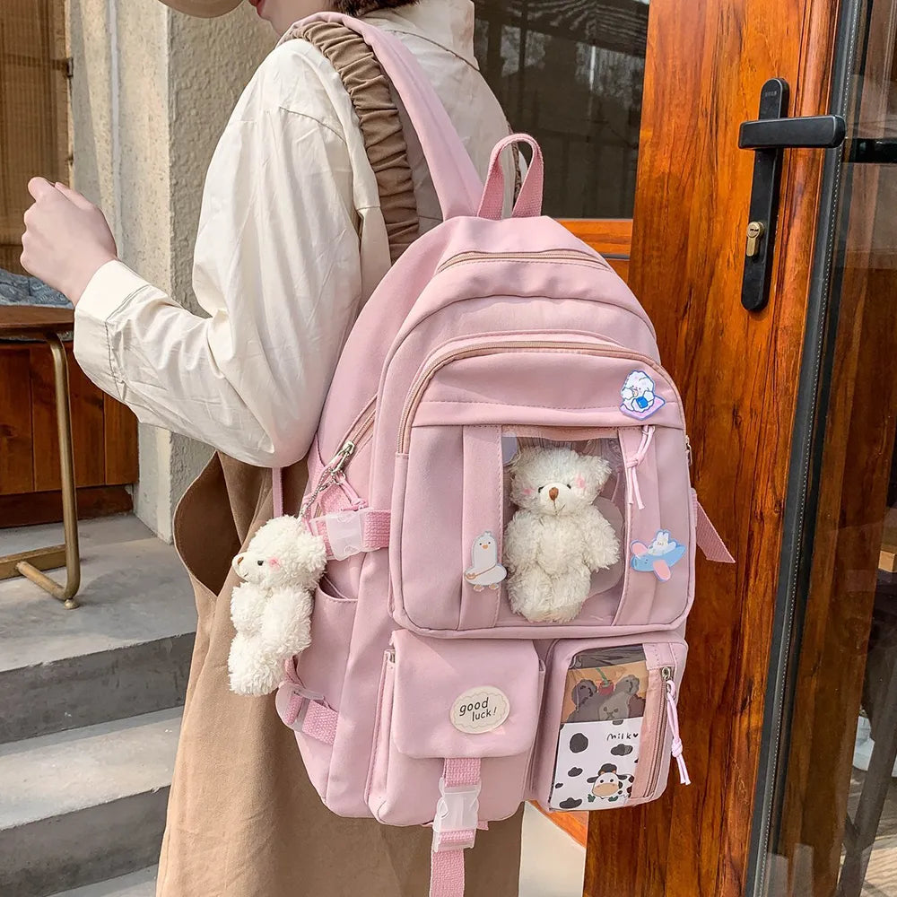 Aichashi Japanese High School Girls Backpack School Bags For Teenage Girls Multi Pockets New Kawaii Backpack Women Harajuku Cute Mochila