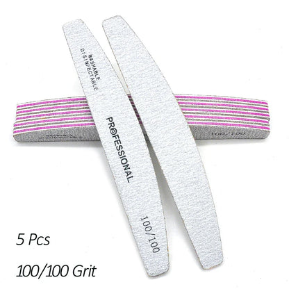 Aichashi 5/10 Pcs/Lot Professional Nail Files For Manicure 80 100 180 Grey Boat Nail Polish File Emery Board Strong Sandpaper Nails File