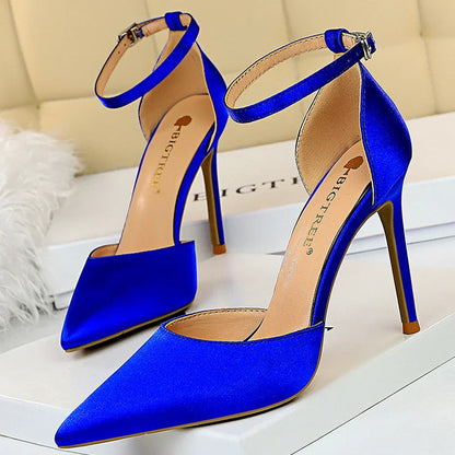 aichashi  -  Shoes Hollow Out Woman Pumps High Heels Sexy Party Shoes Silk Ladies Shoes Pointed Toe Heeled Shoes Female Pumps