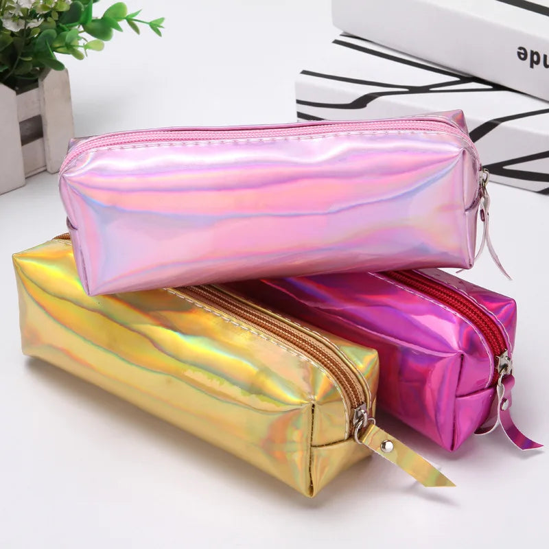 Aichashi BACK TO SCHOOL 1 Pcs Kawaii Pencil Case Laser girl's heart is simple School Pencil Box Pencilcase Pencil Bag School Supplies Stationery