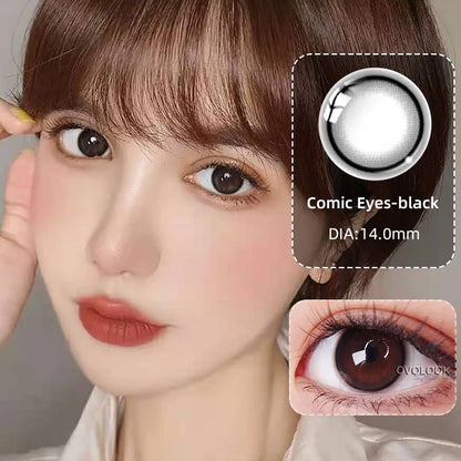 aichashi -2pcs/pair Natural Pupil Lenses Contact Lenses for Eyes Comic Black Eyes Tear Eye 2 Tone Series Eye Contacts (dia:14mm)