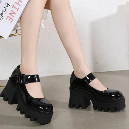 Aichashi High Quality Rubber Sole Japanese Style Platform Lolita Shoes Women Patent Leather Vintage Soft Sister Girls Shoes School