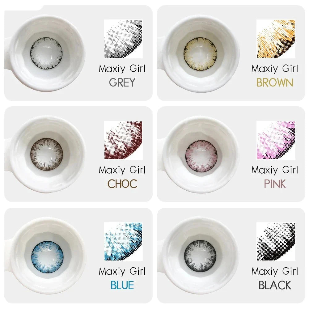 Aichashi 2pcs/pair Lenses Colored Contact Lenses for Eyes MAXIY GIRL Series 6 Tone Dia 14.5mm Comestic Color Contacts