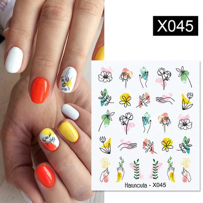 Aichashi 3D Laser Sakura Flower Nail Sticker Aurora Decals Glitter Star Butterfly Floral Adhesive Sliders Cherry Blooming Manicure