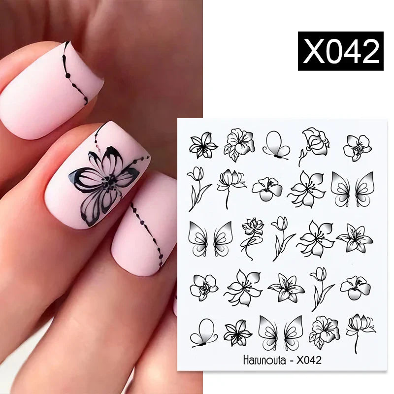 Aichashi 3D Laser Sakura Flower Nail Sticker Aurora Decals Glitter Star Butterfly Floral Adhesive Sliders Cherry Blooming Manicure