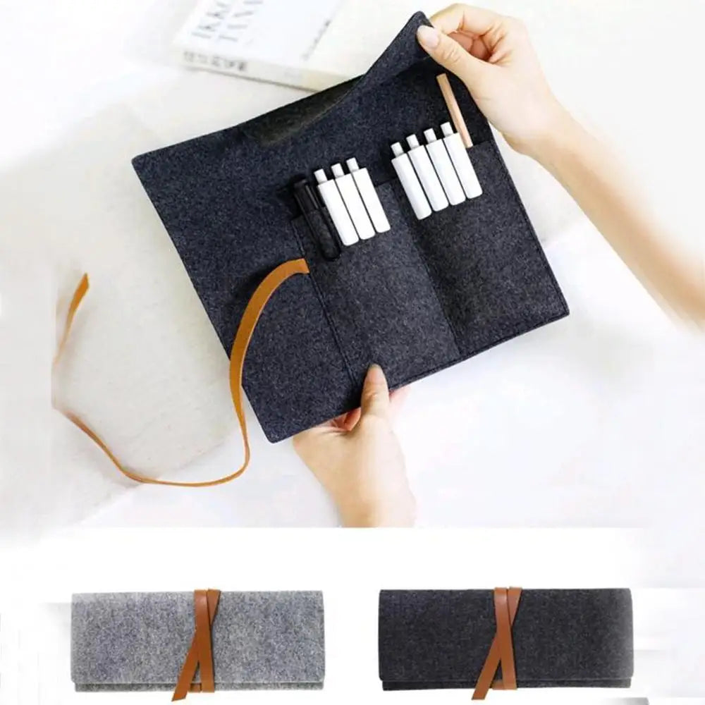 Aichashi BACK TO SCHOOL Portable Roll School Pencil Case Felt Cloth Pen Bag for Girls Boys Cute Large Pencilcase Box Stationery School Office Supplies