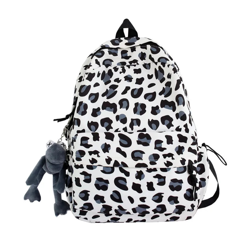 Aichashi Large Capacity Waterproof Fashion Nylon Women Backpack Female Leopard Print Travel Computer Bag College Girls School Bag