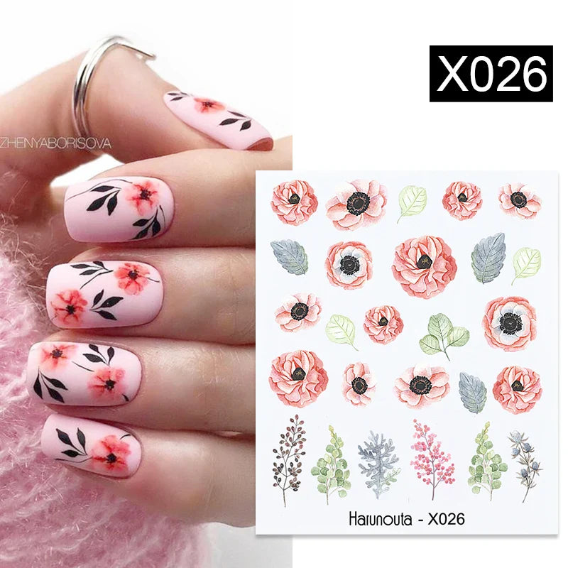 Aichashi 3D Laser Sakura Flower Nail Sticker Aurora Decals Glitter Star Butterfly Floral Adhesive Sliders Cherry Blooming Manicure