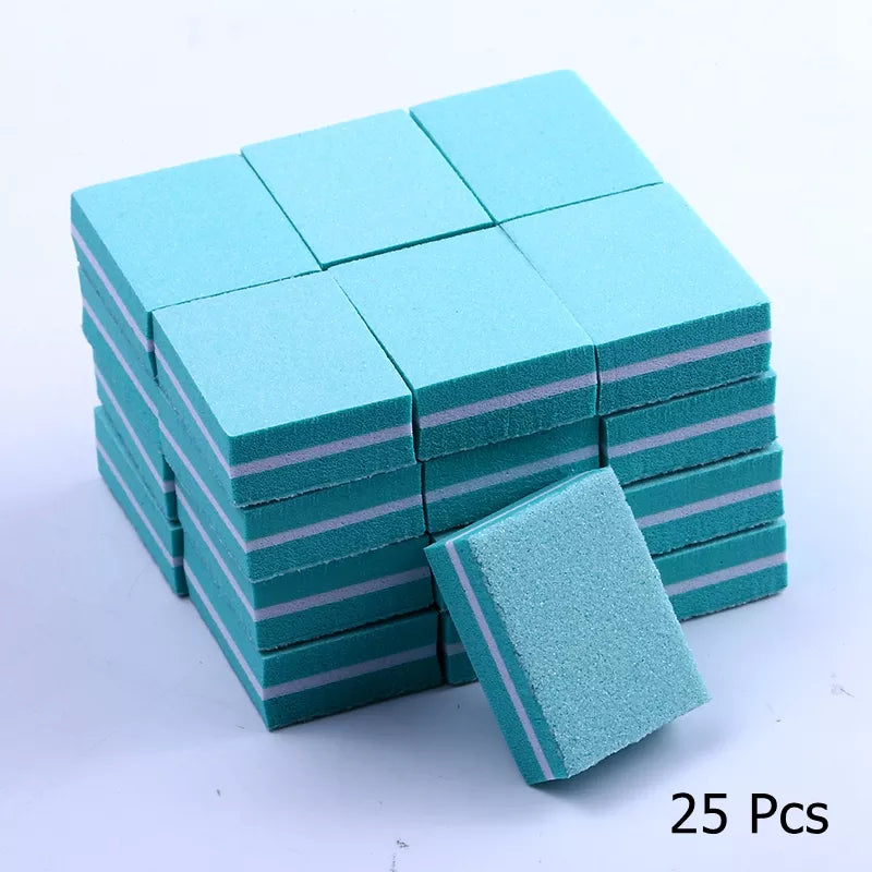 10/25/50pcs lot Double-sided Mini Nail File Blocks Colorful Sponge Nail Polish Sanding Buffer Strips Polishing Manicure Tools