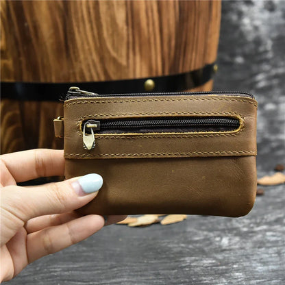 Aichashi Genuine Leather Zipper Coin Card Purse Real Leather Rfid Card Holder Clutch Wallets Slots For Men Women Mini Slim Purse