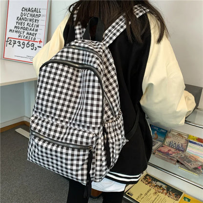 aichashi School Backpacks Plaid Pattern Women's Backpack Fashion College Students School Bags for Girls Teenager Casual Female Schoolbag