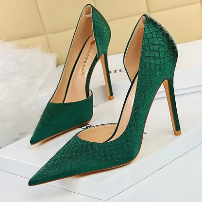 aichashi  -  Shoes New Snake Pattern Women Pumps Sexy High Heels Party Shoes Stiletto Heels Wedding Shoes Large Size Female Shoes