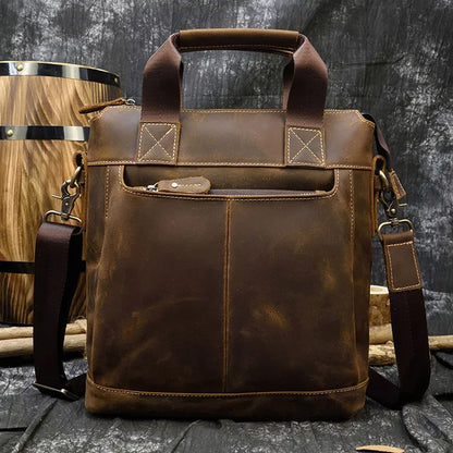 Aichashi Crazy Horse Leather Men's Shoulder Bag Vintage Messenger Bags Men Bolsos Male Crossbody Bags Man's Handbag Sling Bag